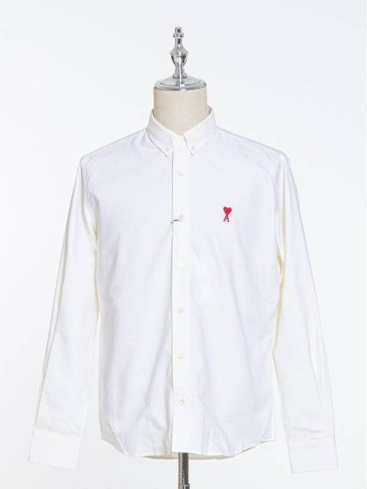de Coeur Logo Embroidered Cotton Shirt White - AMI - BALAAN 2
