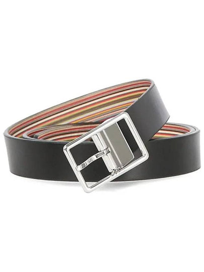 Signature Stripe Reversible Leather Belt Black - PAUL SMITH - BALAAN 2