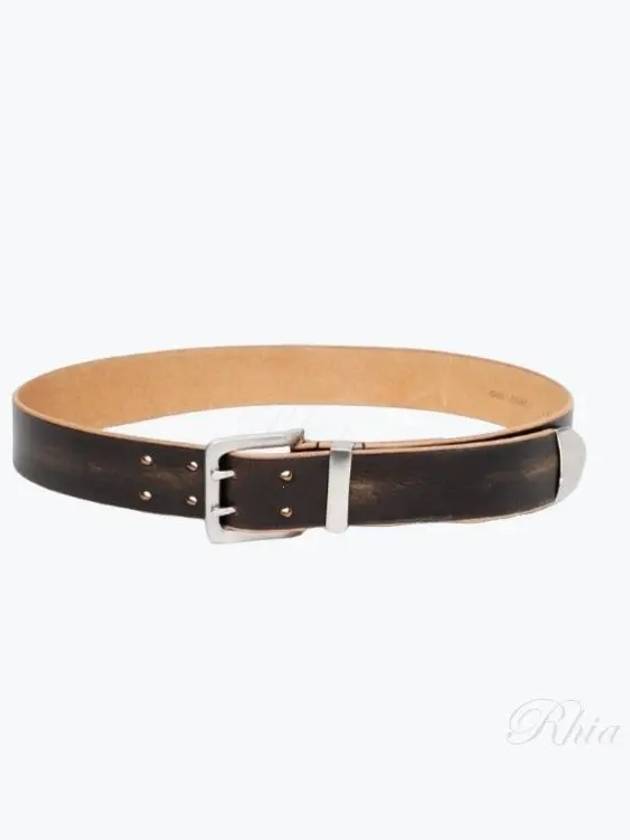 4cm double tongue leather belt vintage black - OUR LEGACY - BALAAN 2