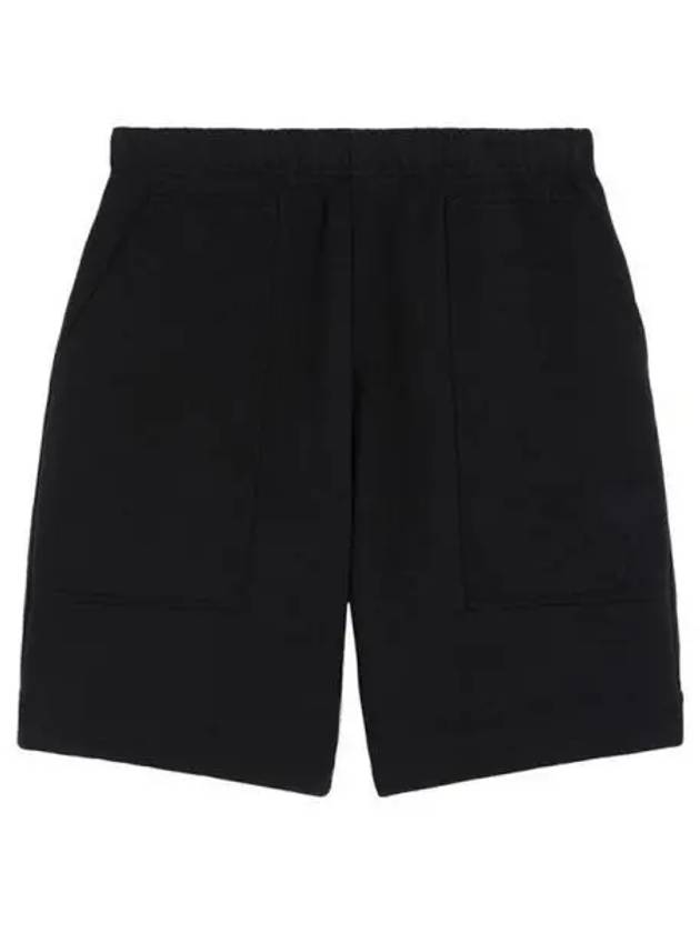 Logo embroidered cotton jersey shorts black men s pants 270842 - AMI - BALAAN 1