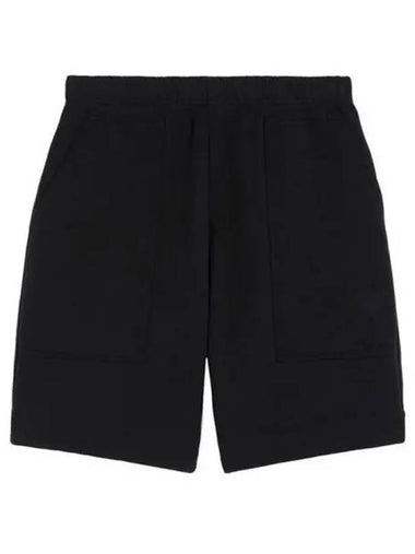 Logo embroidered cotton jersey shorts black men s pants 270842 - AMI - BALAAN 1