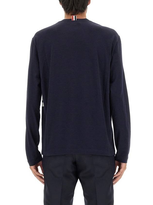 Wool Jersey 4-Bar Long Sleeve T-Shirt Navy - THOM BROWNE - BALAAN 4