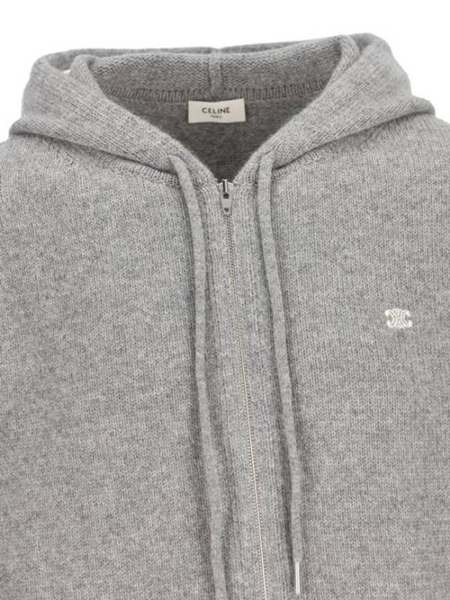 Triomphe Wool Zip-Up Hoodie Medium Grey - CELINE - BALAAN 4