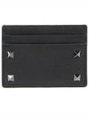 Rockstud Calfskin Card Wallet Black - VALENTINO - BALAAN 1