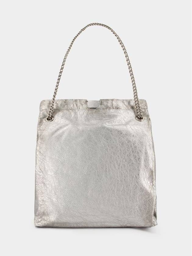 Crush Tote M Shoulder Bag - Balenciaga - Leather - Silver - BALENCIAGA - BALAAN 3