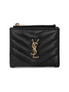 Cassandre Matelasse Grain De Poudre Embossed Leather Half Wallet Black - SAINT LAURENT - BALAAN 2