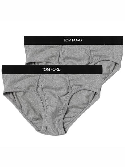 Men's Cotton Logo Waistband Briefs 2 Pack Grey - TOM FORD - BALAAN 2