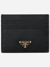 Saffiano Leather Triangle Logo Card Wallet Black Gold - PRADA - BALAAN 2