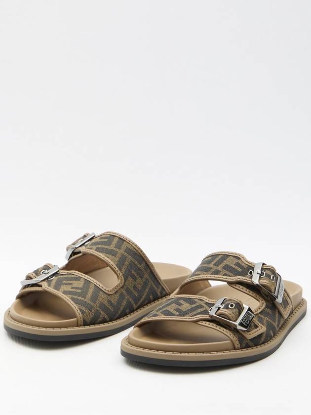 Men's Peel Jacquard Fabric Sandals Brown - FENDI - BALAAN 3