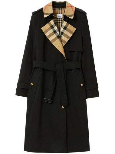 Check Panel Gabardine Trench Coat Black - BURBERRY - BALAAN 1