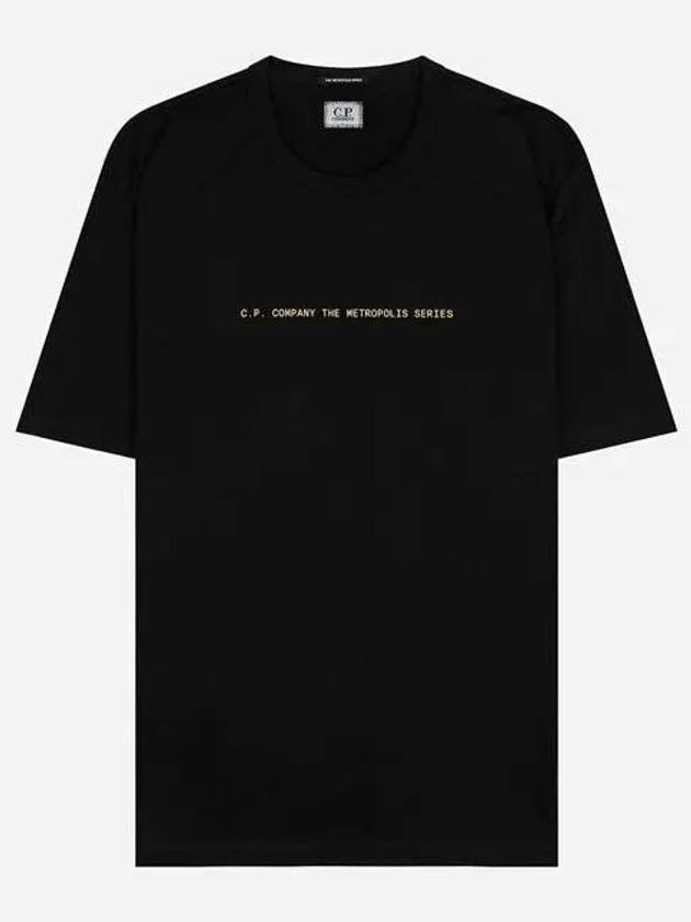 Metropolis Series Mercerized Jersey Graphic Badge Short Sleeve T-Shirt Black - CP COMPANY - BALAAN 2