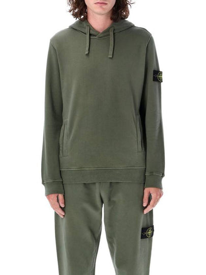 Wappen Patch Brushed Cotton Fleece Hoodie Musk Green - STONE ISLAND - BALAAN 2