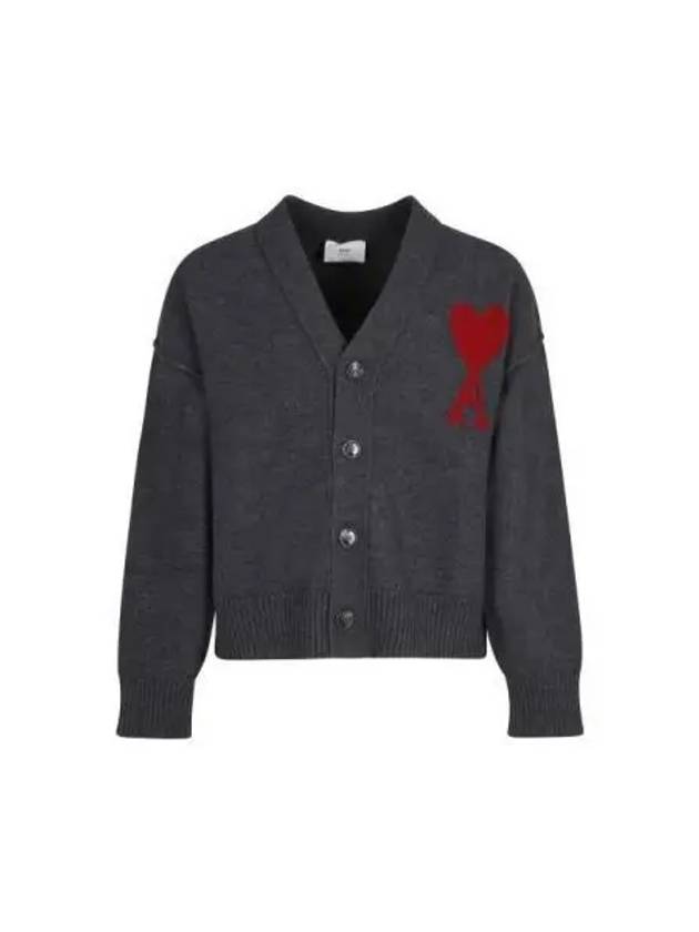 De Coeur Logo Wool Cardigan Grey - AMI - BALAAN 2