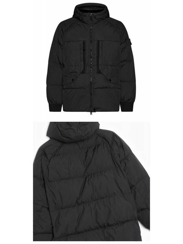 Garment Dyed Crinkle Reps Recycled Nylon Hoodie Padding Black - STONE ISLAND - BALAAN 5