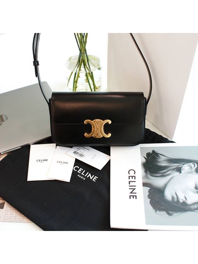 Claude Shiny Calfskin Shoulder Bag Black - CELINE - BALAAN 3