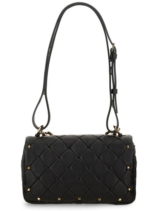 Patchwork Rockstud Spike Shoulder Bag Black - VALENTINO - BALAAN 3