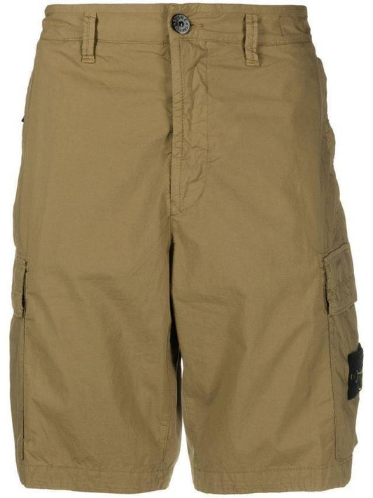 Men's Logo Patch Cargo Shorts Dark Beige - STONE ISLAND - BALAAN 1
