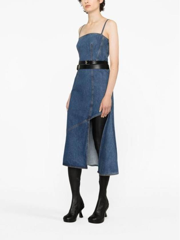 Slit Detail Denim Midi Dress Blue - ALEXANDER MCQUEEN - BALAAN 5