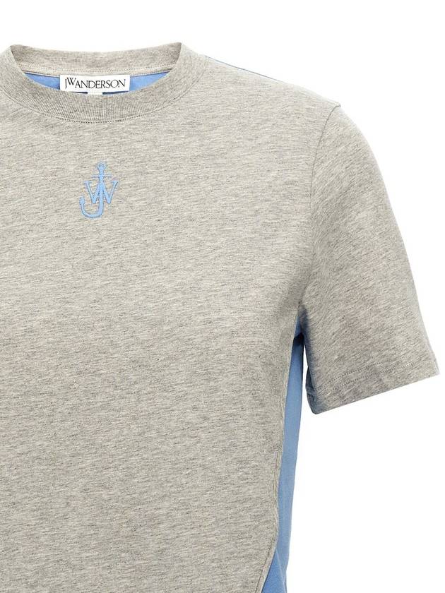 JW Anderson 'Anchor Embroidery Pannelled Cropped' T-Shirt - JW ANDERSON - BALAAN 3