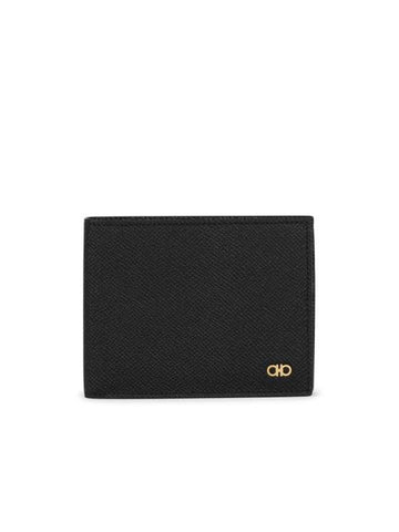 Gancini Bifold Half Wallet Black - SALVATORE FERRAGAMO - BALAAN 1