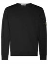 Brushed Organic Cotton Fleece Sweatshirt Black - STONE ISLAND - BALAAN 2