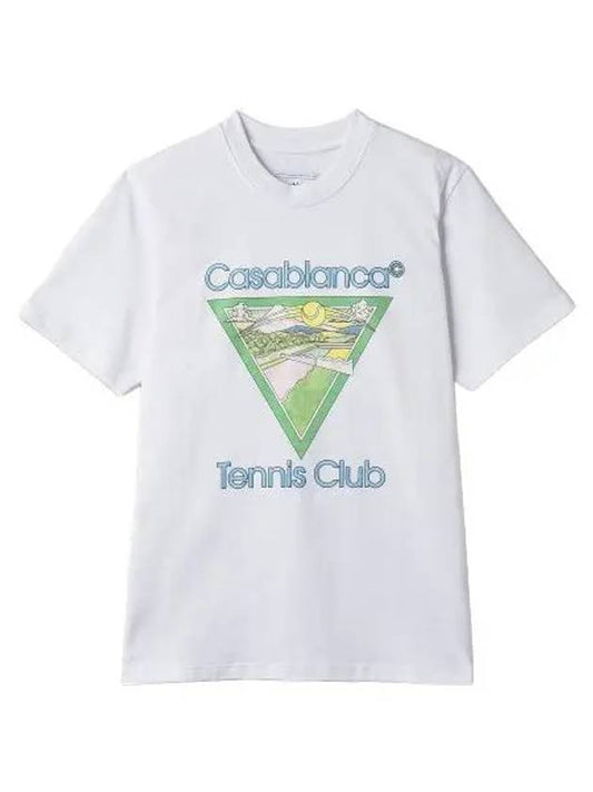 Tennis Club Icon Short Sleeve T Shirt White Tee - CASABLANCA - BALAAN 1