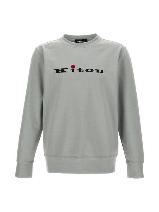 Logo Print Crew Neck Sweatshirt Grey - KITON - BALAAN 1