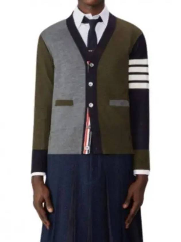 Men's Sustainable Classic Diagonal Wool Cardigan Med Grey - THOM BROWNE - BALAAN 2