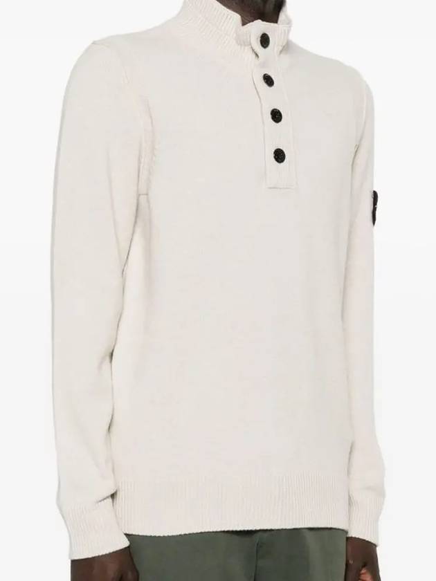 Wappen Patch Half Button Lambswool Knit Top Plaster - STONE ISLAND - BALAAN 4