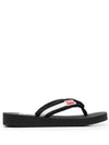 logo patch striped flip flops black - KENZO - BALAAN.