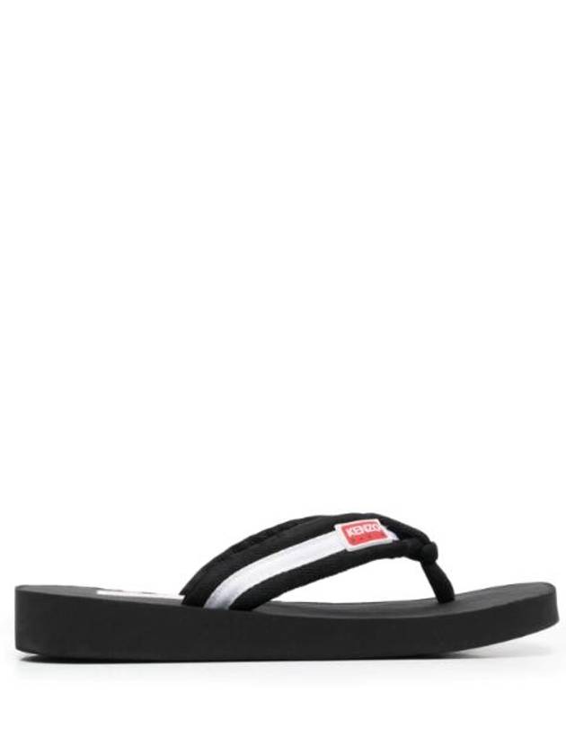 Logo Patch Striped Flip Flops Black - KENZO - BALAAN 1