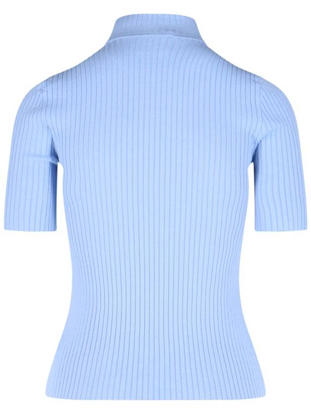 Re-Edition Short Sleeves Rib Knit Top Blue - COURREGES - BALAAN 3