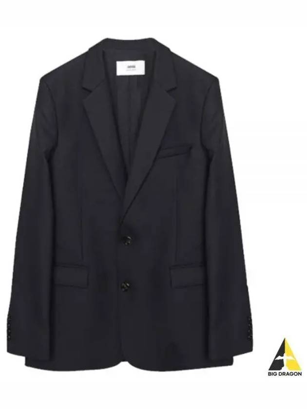 Men's Two Button Virgin Wool Blazer Jacket Black - AMI - BALAAN 2