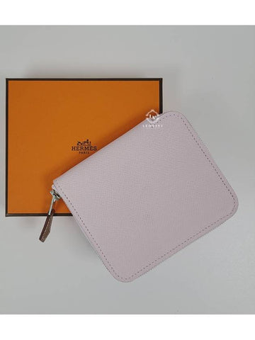 Silkin compact zipper half wallet card coin purse mauve pale H084204 - HERMES - BALAAN 1