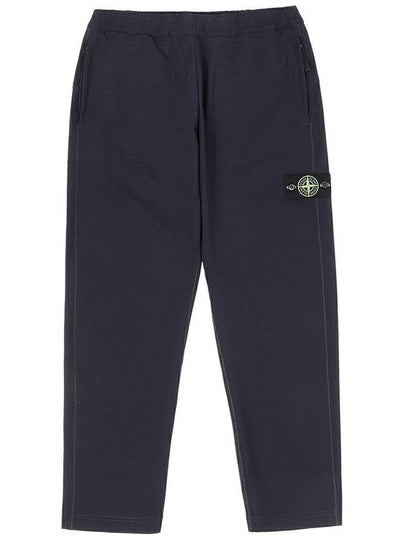 Logo Badge Fleece Regular Fit Jogger Pants Navy - STONE ISLAND - BALAAN 2