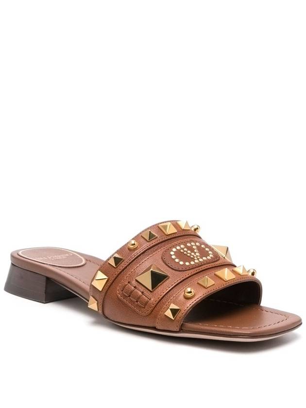 Valentino Garavani Sandals Leather Brown - VALENTINO - BALAAN 2