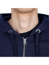 Small Heart Logo Cotton Zip Up Hoodie Night Blue - AMI - BALAAN 7