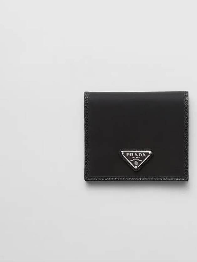 Enamel Triangle Logo Re-Nylon Half Wallet Black - PRADA - BALAAN 2