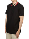 Logo Stripe Short Sleeve Polo Shirt Black - BURBERRY - BALAAN 3