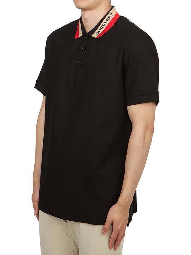 Logo Stripe Short Sleeve Polo Shirt Black - BURBERRY - BALAAN 3