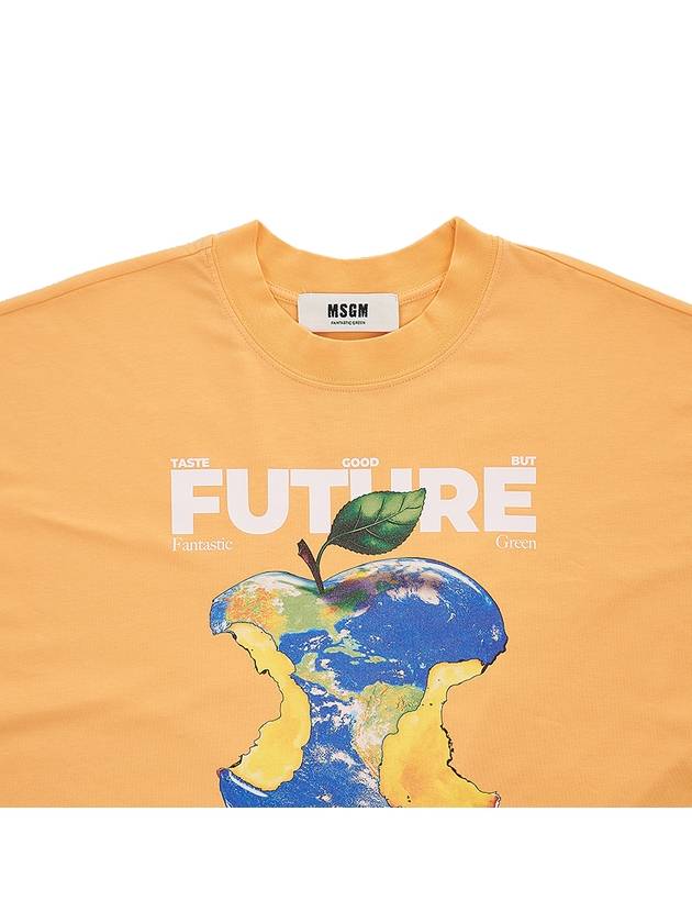 Men's Earth Apple Motif Cotton Short Sleeve T-Shirt Orange - MSGM - BALAAN 4