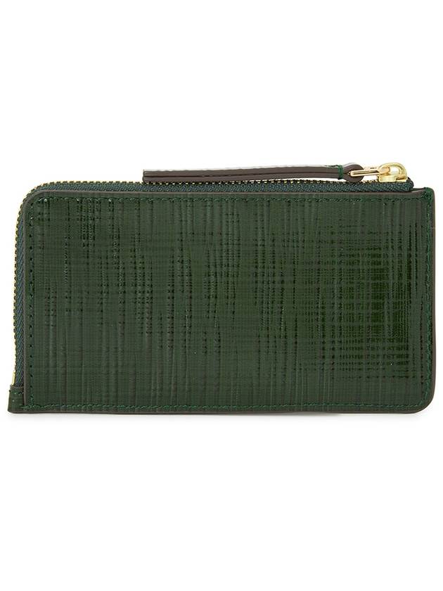 Robinson Crosshatched Zipper Card Wallet Evergreen - TORY BURCH - BALAAN 3