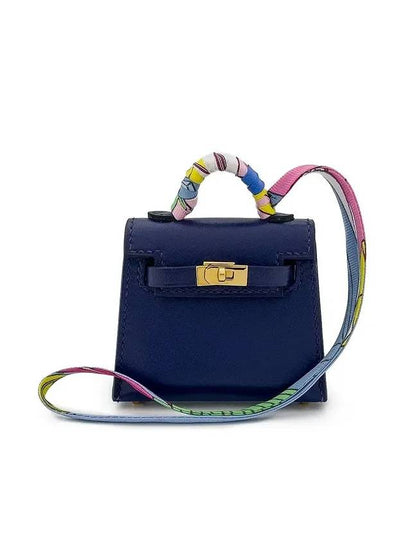 Tadlac Kelly Bag Charm Blue Sapphire Gold Engraved U 4HA0101 - HERMES - BALAAN 2