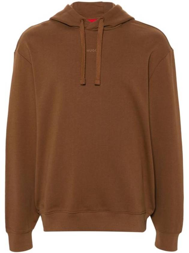 Contrast Logo Relaxed Fit Cotton Hoodie Brown - HUGO BOSS - BALAAN 2