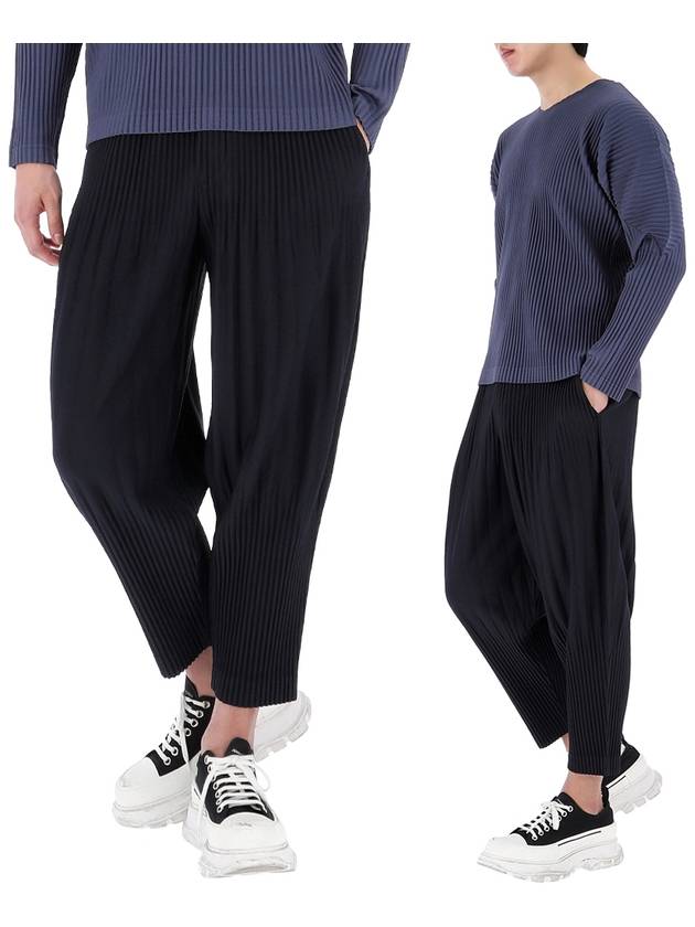 Pleated Straight Pants Navy - ISSEY MIYAKE - BALAAN 2