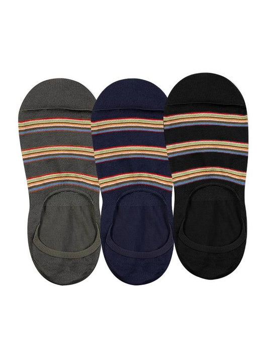 Striped 3 Pack Fake Socks Black Navy Grey - PAUL SMITH - BALAAN 1