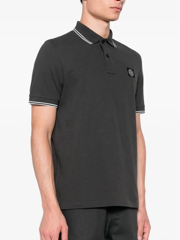 Logo Patch Polo Shirt Grey - STONE ISLAND - BALAAN 5