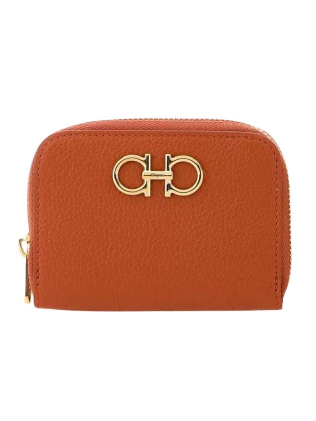 Women's Gancini Logo Zipper Card Wallet Terracotta - SALVATORE FERRAGAMO - BALAAN 1