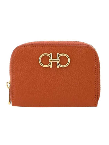 Women's Gancini Logo Zipper Card Wallet Terracotta - SALVATORE FERRAGAMO - BALAAN 1