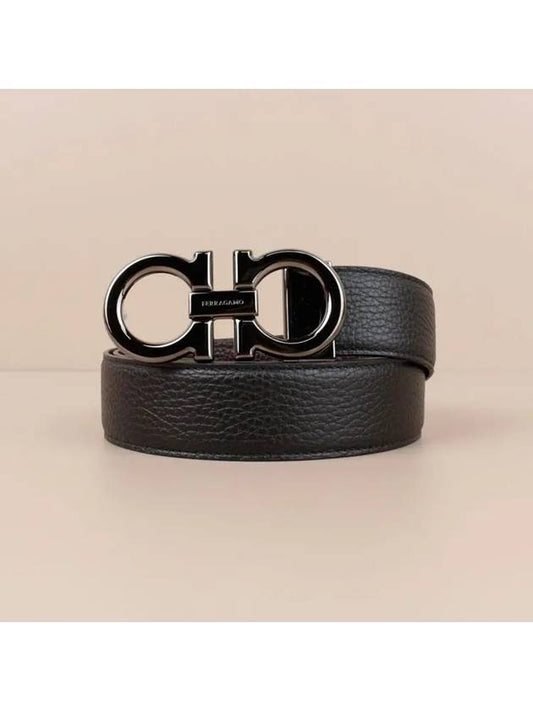 Reversible Gancini Leather Belt Dark Brown Black - SALVATORE FERRAGAMO - BALAAN 2